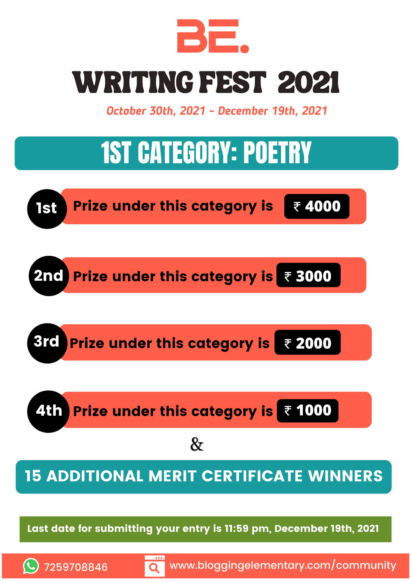 BE. Writing Fest Category Poetry